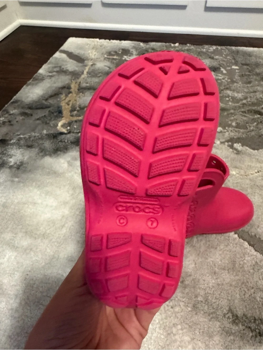 CROCS Kids Hot Pink Rain Boots with Side Handles